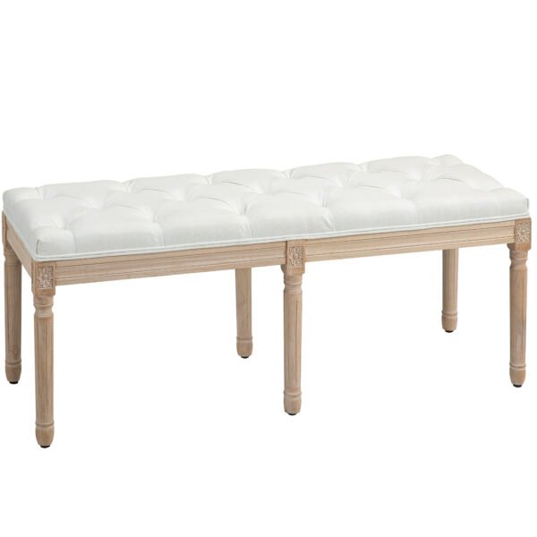 HOMCOM Vintage French Look Bed End Bench – Cream White