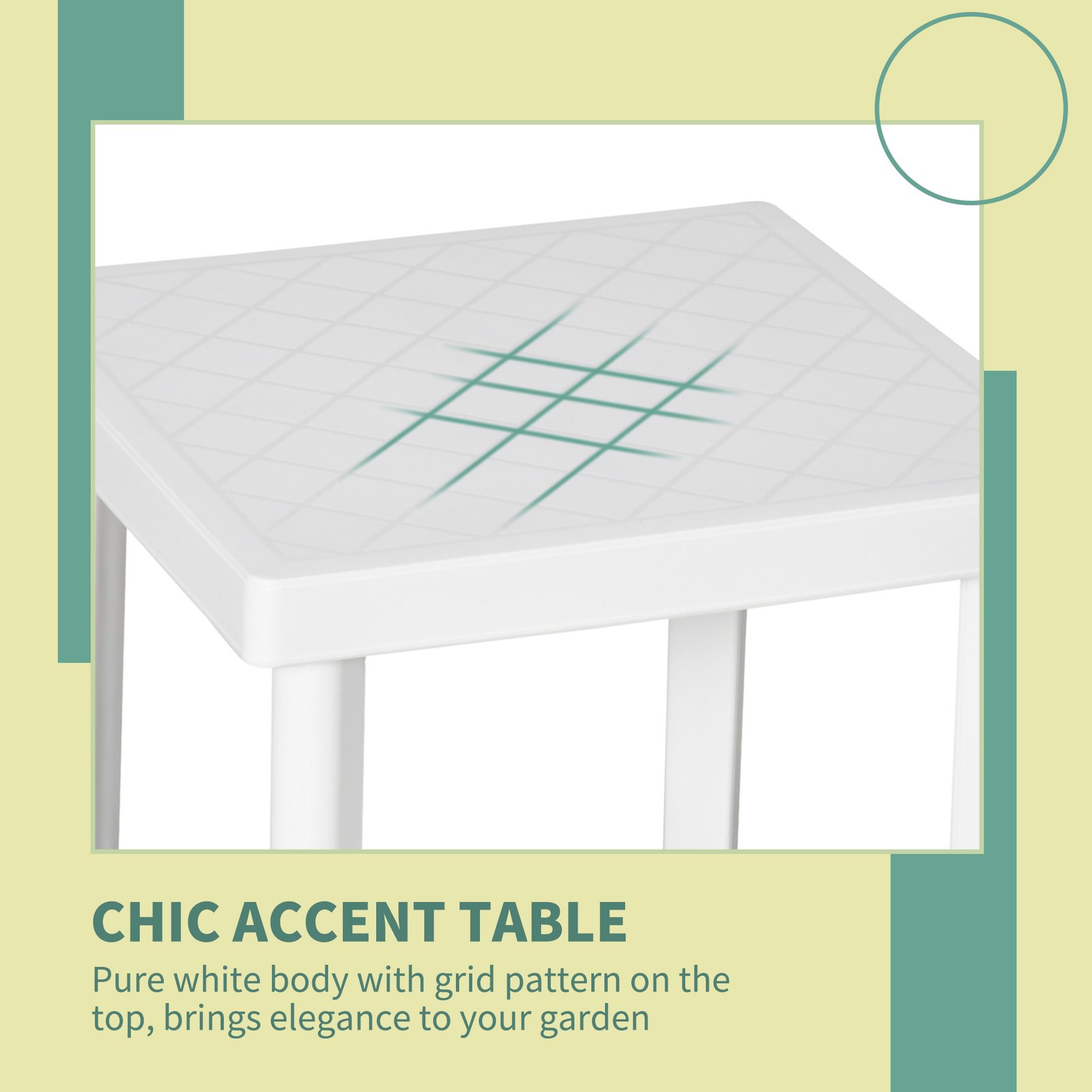Outsunny Garden Side Table Plastic Outdoor Square Coffee End Table for Drink Snack, White - Image 4