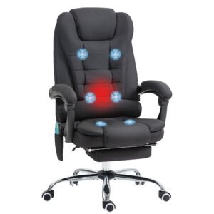 Vinsetto Six-Point Massage and Heated Office Chair with 135°Recline Back - Black