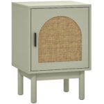 HOMCOM Rattan Bedside Table for Bedroom – Light Green HOMCOM Rattan Bedside Table for Bedroom – Light Green