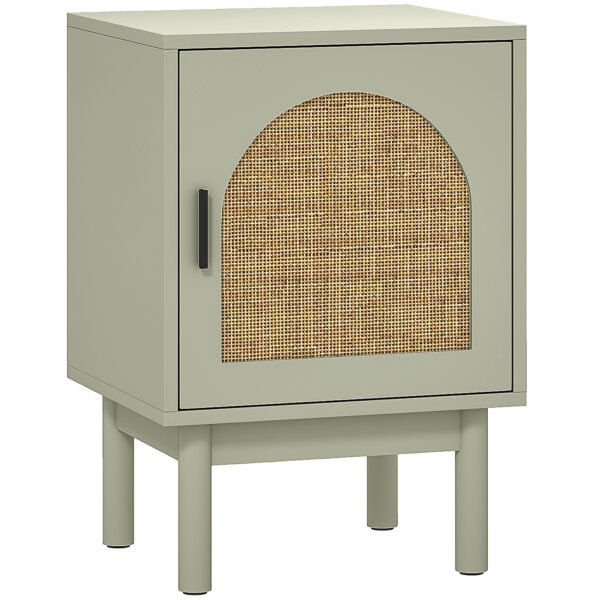 HOMCOM Rattan Bedside Table for Bedroom – Light Green HOMCOM Rattan Bedside Table for Bedroom – Light Green