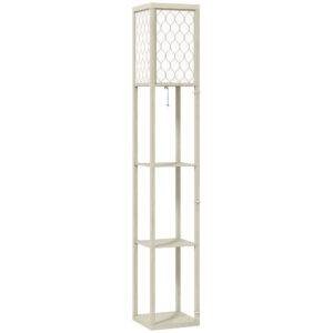 HOMCOM Three-Shelf Standing Lamp - Oak/White