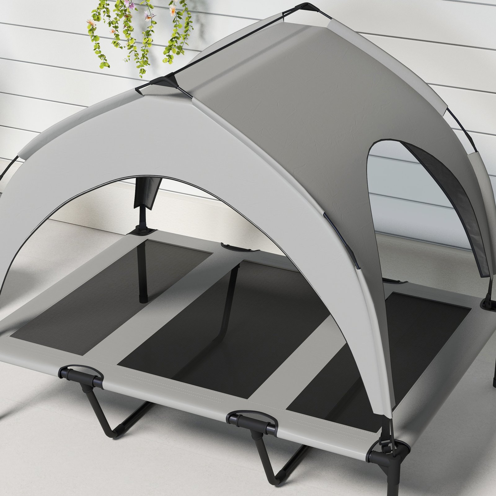 PawHut Cooling Raised Pet Bed w/ Washable Breathable Mesh, for Large Dogs, 106 x 76 x 94cm - Light Grey - Image 8