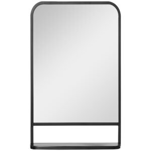 HOMCOM Modern Square Wall Mirror with Storage Shelf, 86 x 53 Mirrors for Living Room, Bedroom, Black