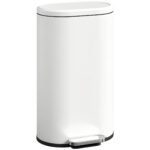 HOMCOM 30 L Modern Curved Kitchen Bin – Cream
