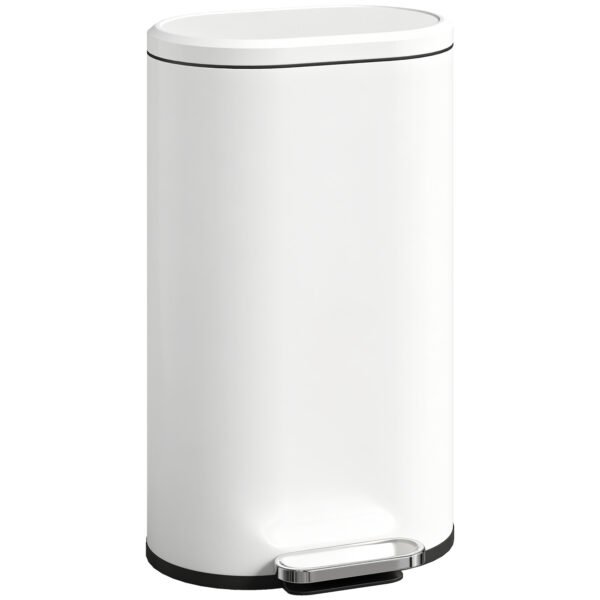 HOMCOM 30 L Modern Curved Kitchen Bin – Cream