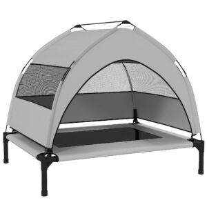 PawHut Portable Elevated Dog Bed with Removable Canopy, Cooling Raised Pet Cot for Small Medium Dogs, 76 x 61 x 70 cm
