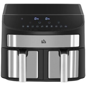 HOMCOM Dual Zone Air Fryer, 10-in-1 8L with Sync Cook & Sync Finish, 60-Minute Timer for Oil Free & Low Fat Cooking, 2400W