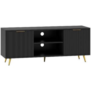 HOMCOM Modern TV Stand Cabinet for TVs up to 55", TV Unit with 2 Open Shelves and 2 Cabinets, Entertainment Centre with Cable Management for Living Room, Black
