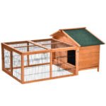 PawHut Wooden Rabbit Hutch Outdoor, Guinea Pig Hutch, Detachable Pet House Animal Cage with Openable Run & Roof Lockable Door Slide-out Tray 146 x 95 x 69cm PawHut Wooden Rabbit Hutch Outdoor, Guinea Pig Hutch, Detachable Pet House Animal Cage with Openable Run & Roof Lockable Door Slide-out Tray 146 x 95 x 69cm