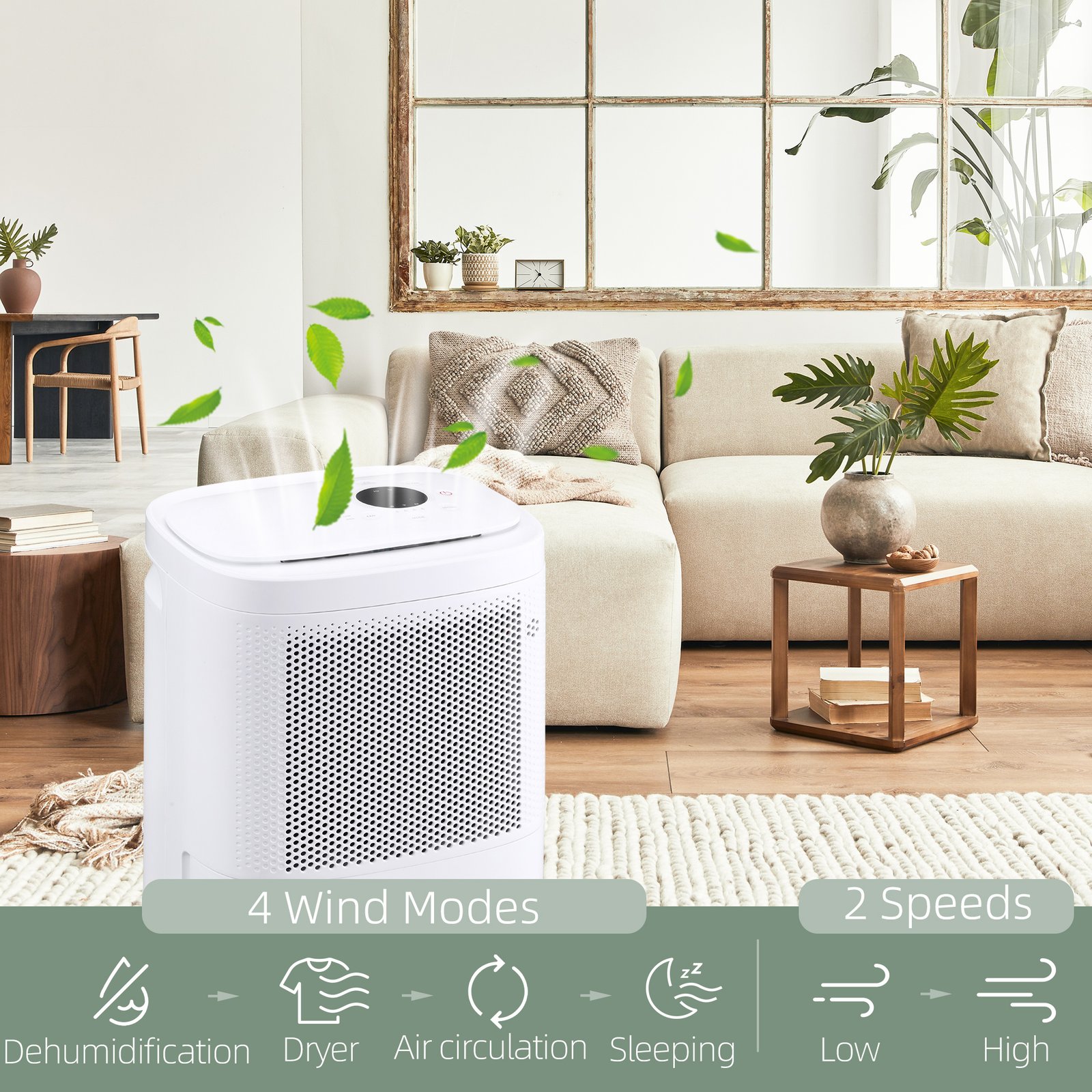 HOMCOM 10L/Day 2200ML Portable Quiet Dehumidifier with WiFi Smart App Control, Electric Moisture Air Dehumidifier for Home Laundry Basement - Image 6