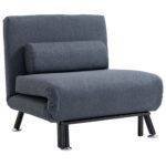HOMCOM Single Sofa Chair Bed, Linen Fabric 3-in-1 Convertible Sleeper Chair with 5-Position Adjustable Backrest, 75cm Wide Seat, Pillow for Living Room, Bedroom, Black HOMCOM Single Sofa Chair Bed, Linen Fabric 3-in-1 Convertible Sleeper Chair with 5-Position Adjustable Backrest, 75cm Wide Seat, Pillow for Living Room, Bedroom, Black