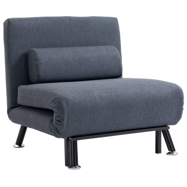 HOMCOM Single Sofa Chair Bed, Linen Fabric 3-in-1 Convertible Sleeper Chair with 5-Position Adjustable Backrest, 75cm Wide Seat, Pillow for Living Room, Bedroom, Black HOMCOM Single Sofa Chair Bed, Linen Fabric 3-in-1 Convertible Sleeper Chair with 5-Position Adjustable Backrest, 75cm Wide Seat, Pillow for Living Room, Bedroom, Black
