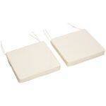 Outsunny Set of 2 Garden Chair Cushions with Ties, 45 x 45 cm Replacement Cushions for Outdoor Furniture, Cream White