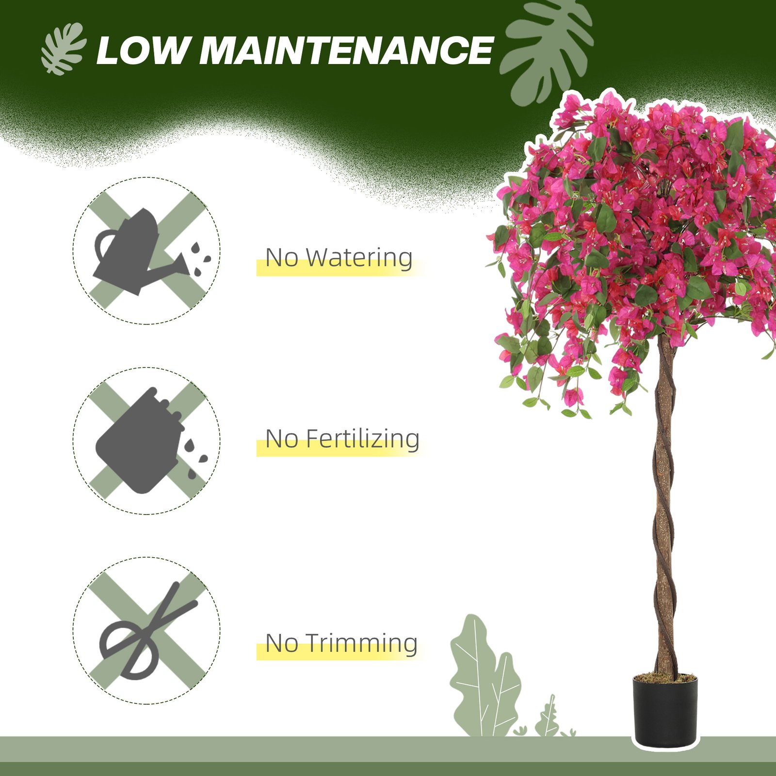 HOMCOM Artificial Plants Murraya, 120 cm Artificial Blossom, Fake Plants in Pot, Large Red Artificial Tree with Flowers for Home House Office Garden Decoration (2 Pack) - Image 6