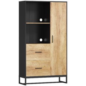 HOMCOM Tall Kitchen Cupboard, Freestanding Kitchen Pantry Cabinet with Adjustable Shelves, Drawers and Soft Close Door, 160cm