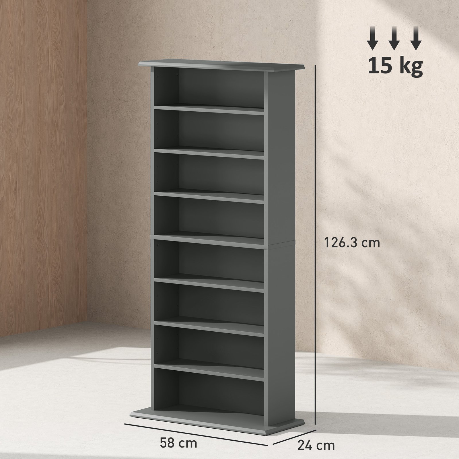 HOMCOM 360 CD Storage Unit - Grey - Image 3