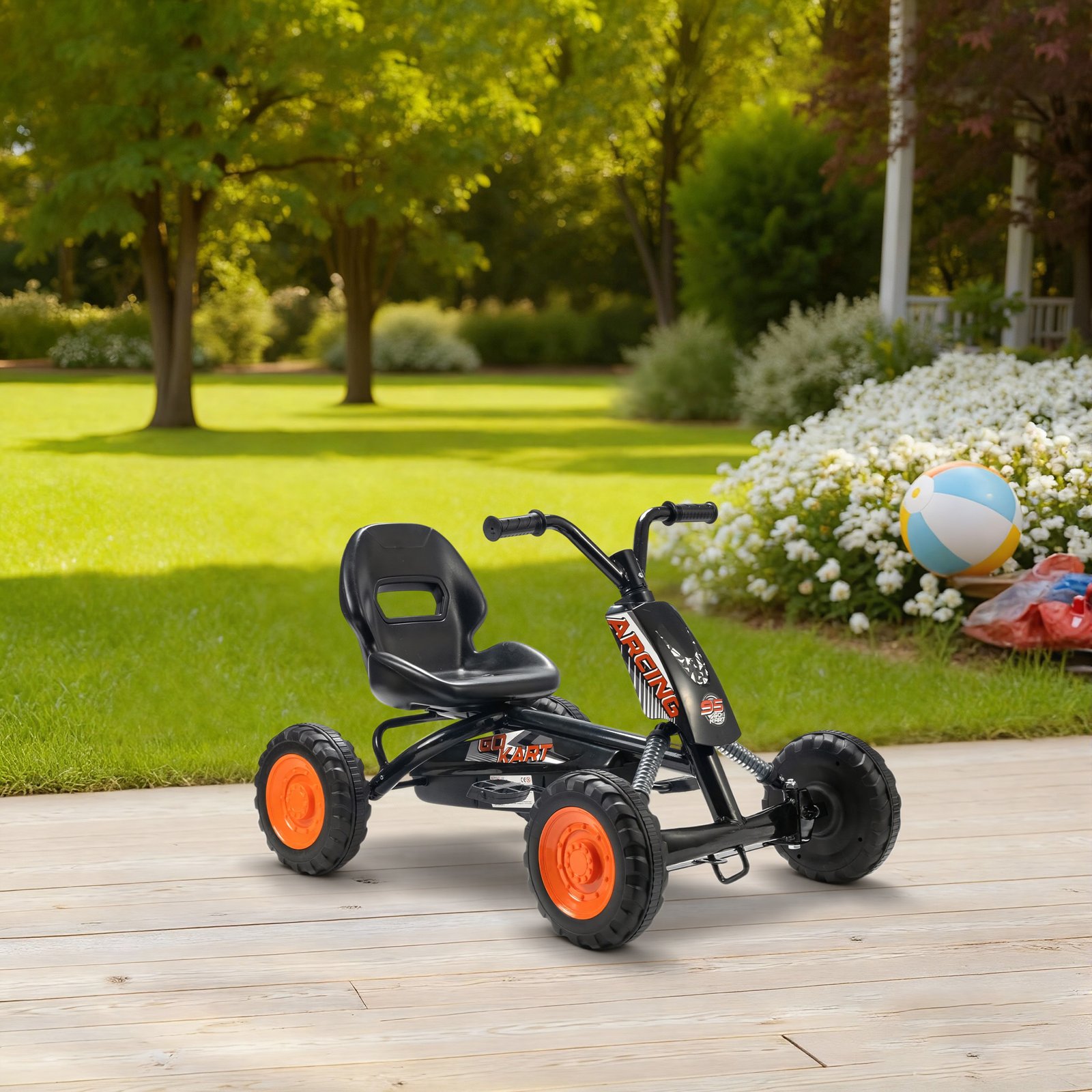 AIYAPLAY Kids Pedal Go Kart with Steel Frame, Sporty Design, for Ages 2-5 Years, Black - Image 8