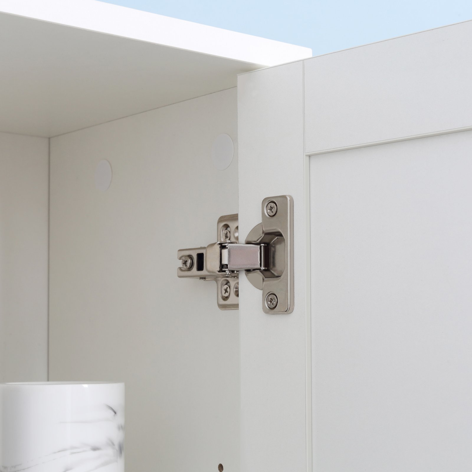 kleankin Tall Bathroom Storage Cabinet with Mirror, Narrow Bathroom Unit, Freestanding Bathroom Cupboard with Adjustable Shelves and 2 Doors, White - Image 8