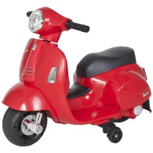 HOMCOM Vespa Licensed 6V Kids Electric Motorbike Ride On Motorcycle Battery Powered for 18-36 Months with Horn Light Red