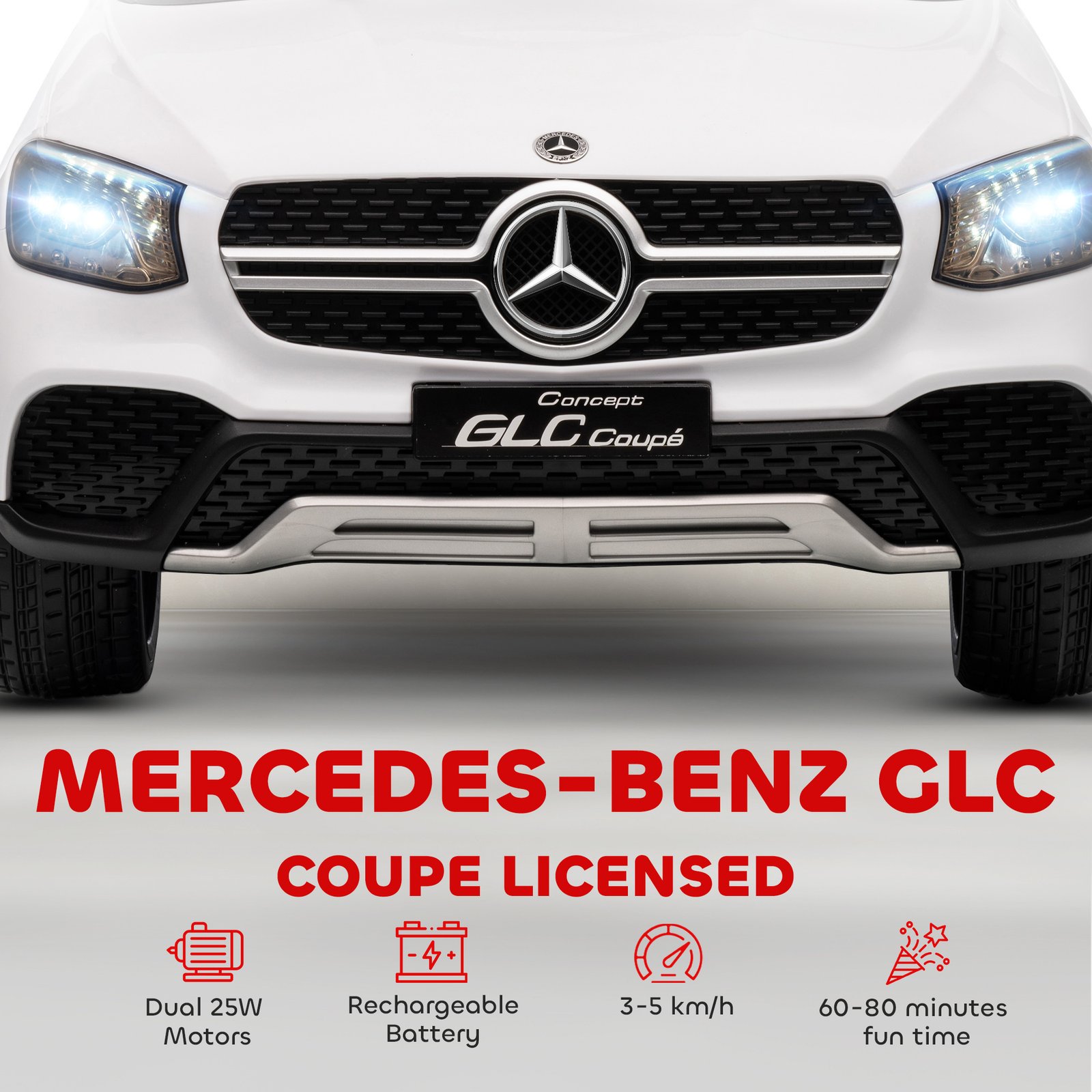 AIYAPLAY Mercedes-Benz GLC Licensed Kids Ride on Car with Remote Control, Soft Start, MP3, LED Headlights, White - Image 4