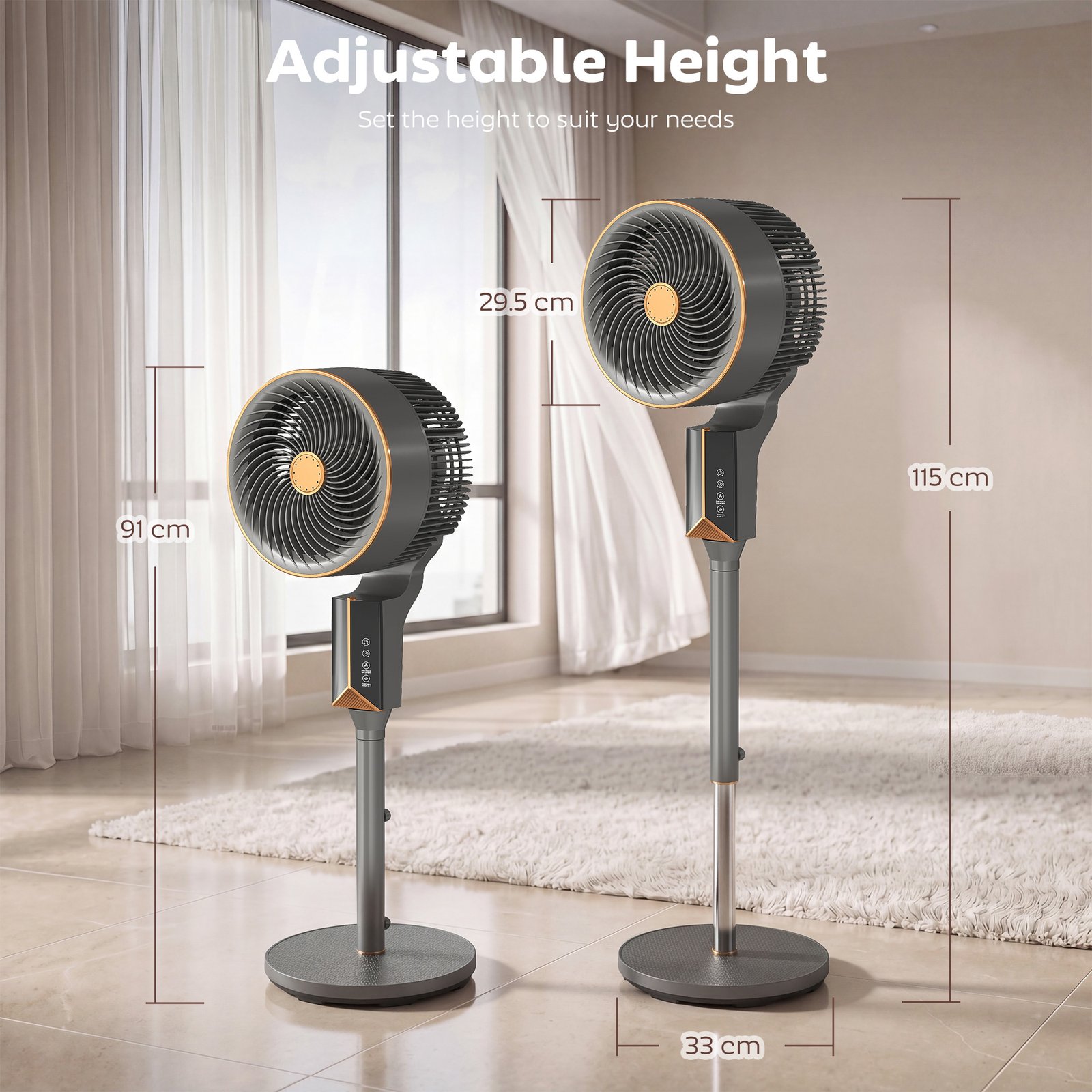 HOMCOM 20 dB Silent Standing Fan for Bedroom, 46" Pedestal Fan with Remote, 85° Oscillating, 8 Speeds - Image 3