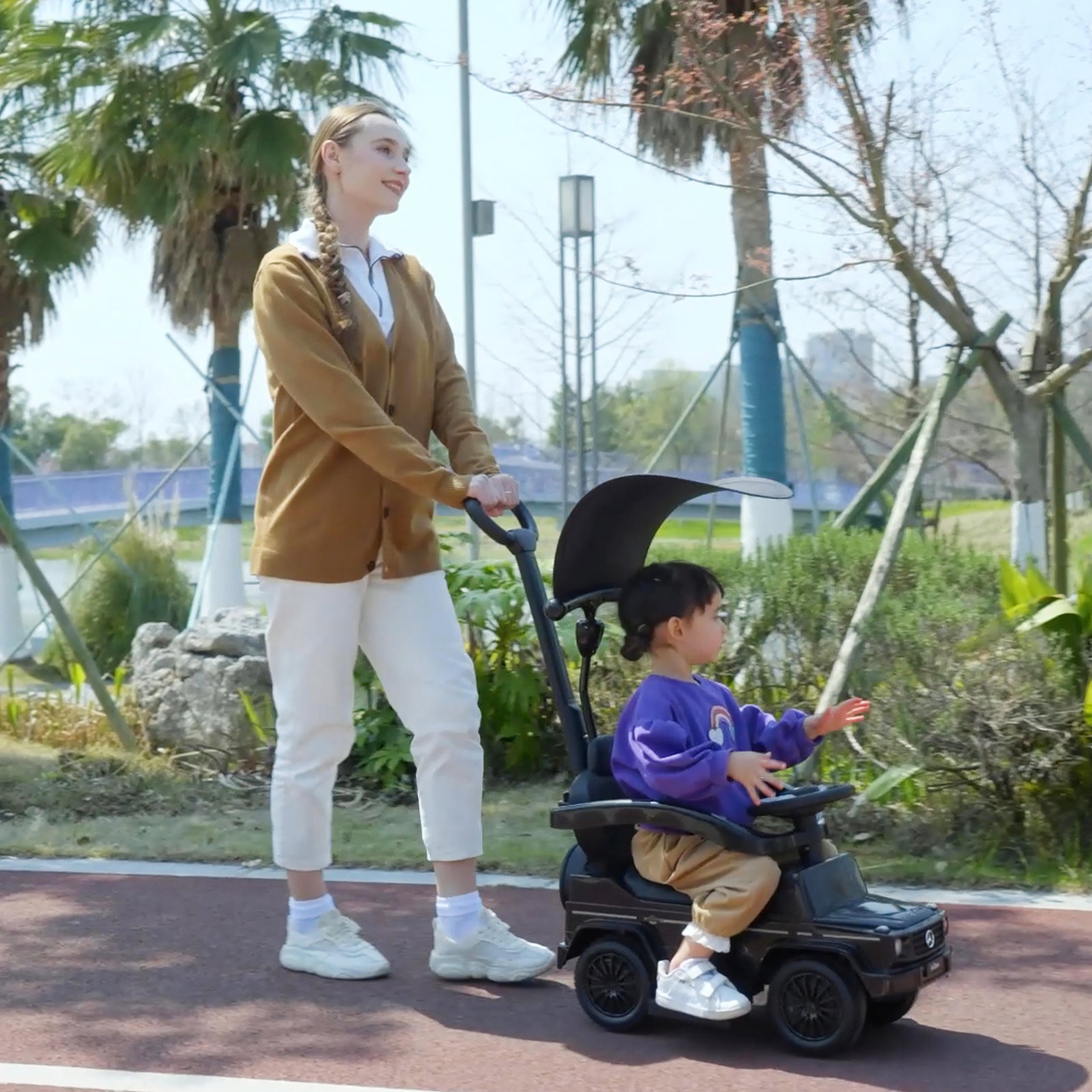 HOMCOM 3 in 1 Kids Children Ride on Push Car Toddler Sliding Car G350 Licensed Walker Foot to Floor Slider Push-Along with Horn Steering Wheel NO POWER Manual, Black - Image 8