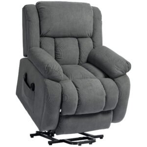HOMCOM Recliner Armchair Lift Chair, Electric Recliner Chair with Vibration Massage and Heat, Wide Seat, USB Port, Grey