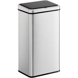 HOMCOM 50L Sensor Bin with Quiet Soft-Close Lid, Automatic Touchless Motion Sensor Kitchen Bin with Fingerprint Resistant Stainless Steel for Hygienic Gyms, Home Office Use, Silver Tone
