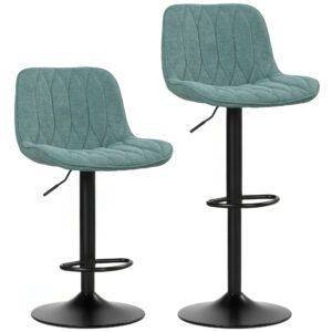 HOMCOM Set of Two Linen-Look Bar Stools – Blue HOMCOM Set of Two Linen-Look Bar Stools – Blue