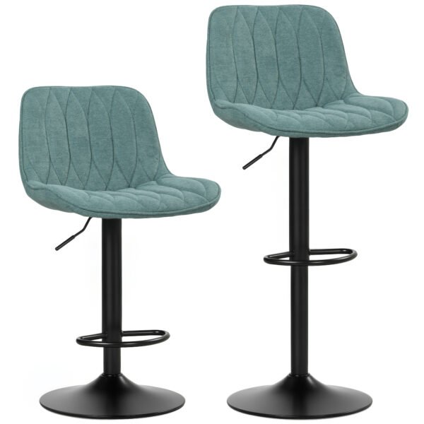HOMCOM Set of Two Linen-Look Bar Stools – Blue