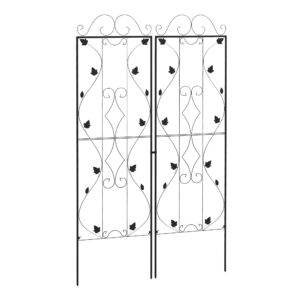 Outsunny Metal Trellis Set of 2, Garden Trellis for Climbing Plants Support Frames, Leaf Design