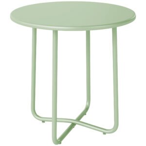 Outsunny 48 cm Round Garden Side Table, Small Metal Outdoor Garden Table with Rolled Edge, Green