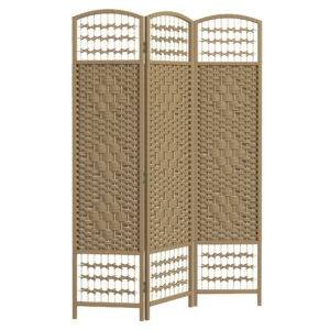 HOMCOM 3 Panel Folding Room Divider, Privacy Screen, Freestanding Paravent Partition Separator Natural Wood