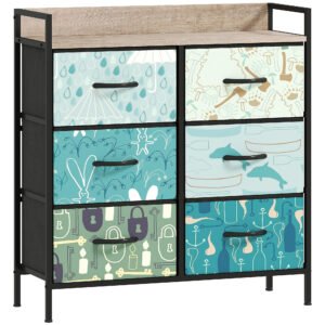HOMCOM 6-Drawer Chest of Drawers - Blue