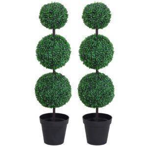 Outsunny Artificial Plants Honeysuckle Flower in Pot Fake Plants with Curved Boots for Indoor 15x15x150cm White