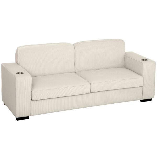 HOMCOM Three-Seater Corduroy Sofa – Cream White