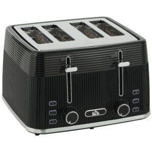 HOMCOM 4 Slice Toaster with 7 Browning Levels, Bread Toaster with Removable Crumb Tray, Black