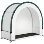 Outsunny Foldable Small Greenhouse, Portable Green House Mini Greenhouse with Zipper Door, PE Base, 200 x 80 x 164 cm, Green