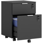 HOMCOM Two-Drawer Lockable Filing Cabinet – Black