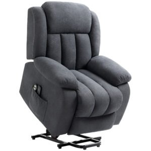 HOMCOM Power Lift Recliner Chair with Massage, Overstuffed Lift Chair for Elderly with Footrest, Remote, Side Pocket, Dark Grey