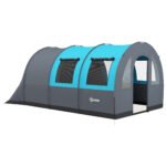 Outsunny Three Man Duo Room Tunnel Tent, with Accessories – Grey/Blue