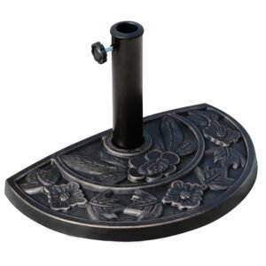 Outsunny 9kg Resin Parasol Base, Half Round Umbrella Stand with Floral Design for Garden, Outdoor, Suitable Umbrella Rod: ?3.8cm, ?4.8cm, Bronze Tone