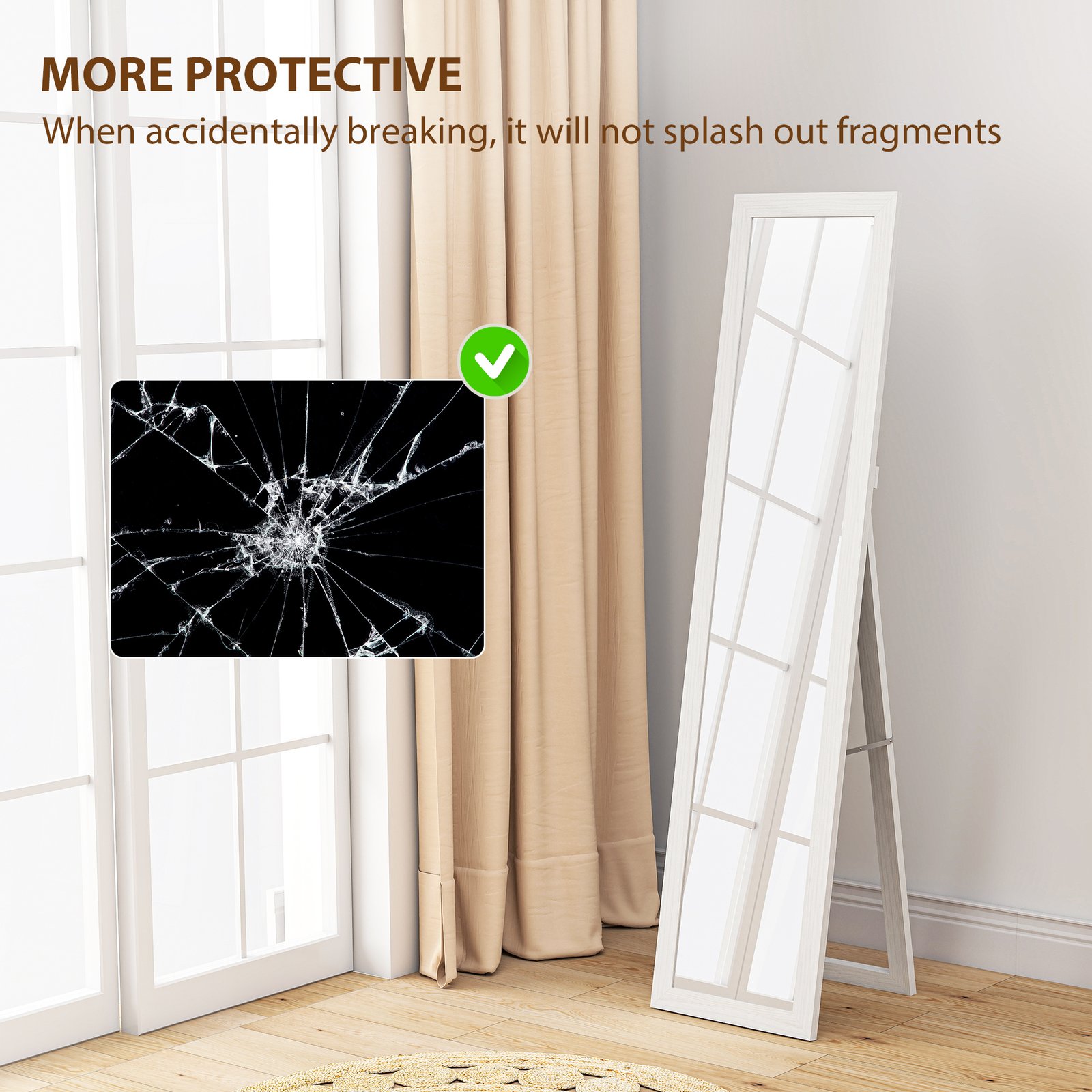 HOMCOM 37 x 157 cm Full Length Mirror - White - Image 7
