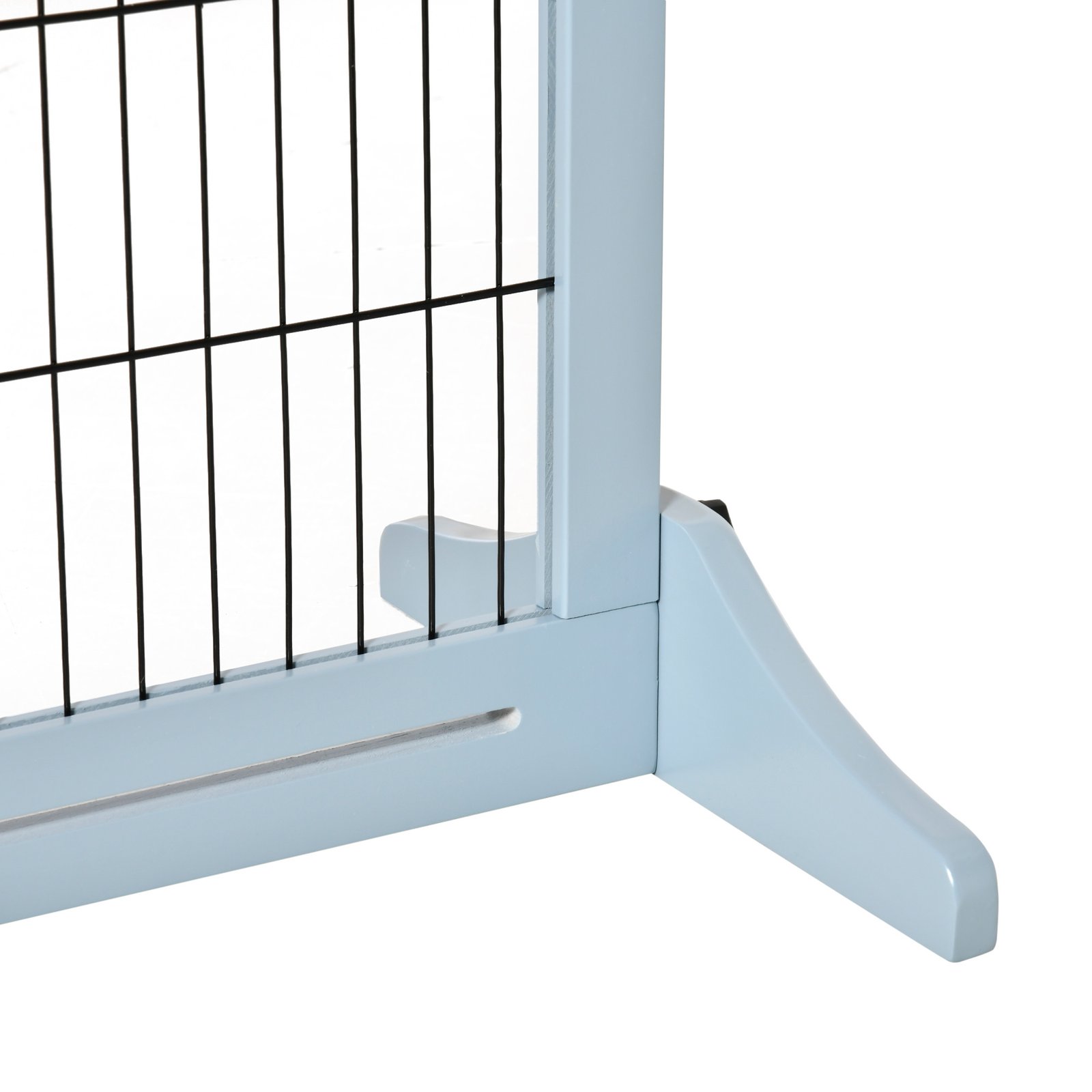 PawHut Freestanding Dog Gate, Foldable Pet Fence, Indoor Wood Barrier, Stair Gate with Support Feet, for Doorway, Hallway, Small and Medium Dogs, 69H x 104-180 cm, Blue-grey - Image 8
