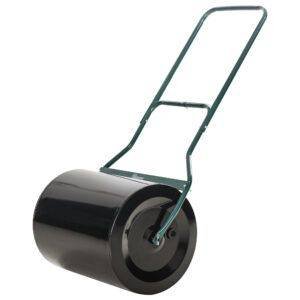 Outsunny ?50cm Steel Garden Lawn Roller Push Pull w/ Fillable Cylinder Water Sand Plug Lawn Flatten Seed Sow Rolling Drum w/ Handle