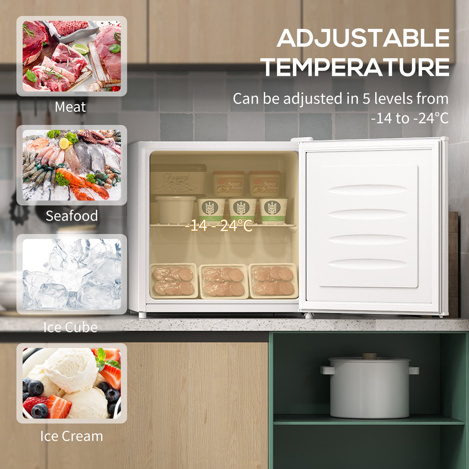 HOMCOM 35L Mini Freezer, -24? to -14? Temperature - White - Image 4