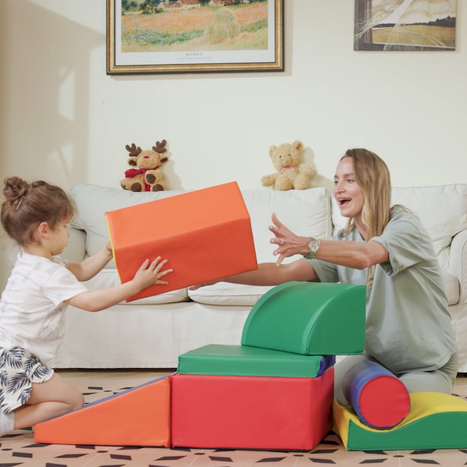 HOMCOM Soft Play Set, 7 Piece Foam Blocks, Toddler Climb and Crawl Activity Set for 1-3 Years, Soft Play Equipment for Building and Stacking, Educational Play, Red - Image 8