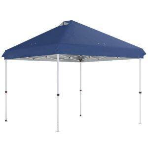 Outsunny 3 x 3 m Pop Up Gazebo with Wheels, UPF50+ One-Touch Outdoor Garden Party Tent Marquee Wedding Awning Canopy, Dark Blue