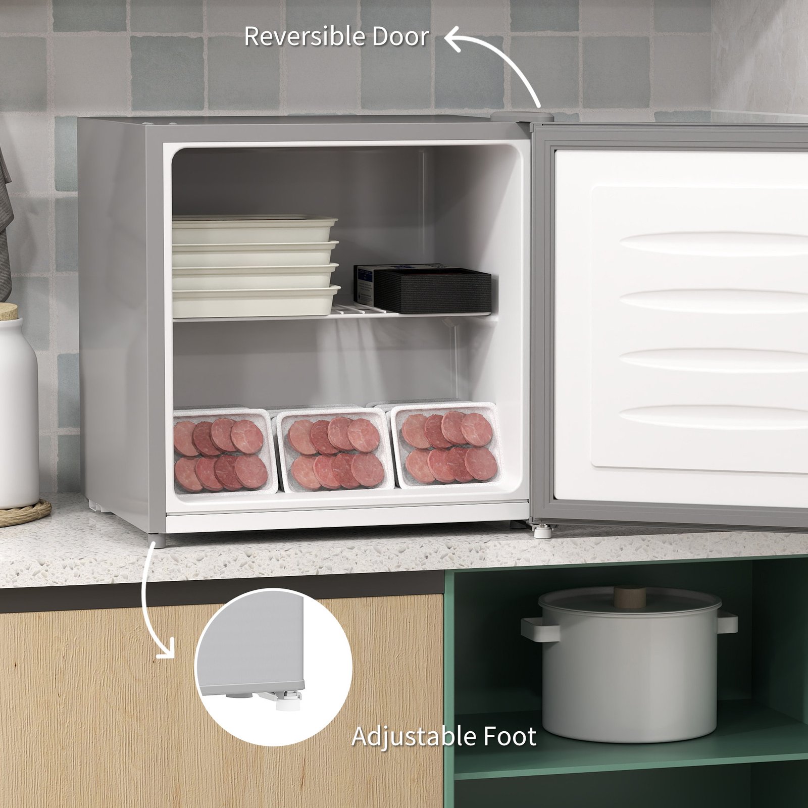 HOMCOM 35L Mini Freezer, -24? to -14? Temperature - Grey - Image 6